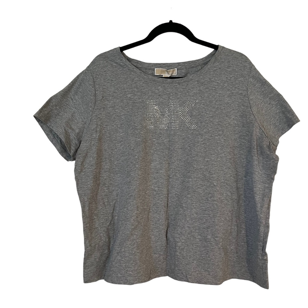 NWT MICHAEL MICHAEL KORS Grey Logo Tee Stud 2X